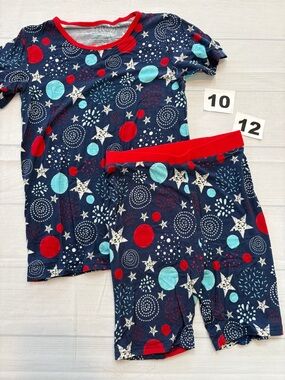 Popoki Navy Star & Dot Kids Pajama Set with Red Trim